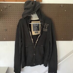 Abercrombie & Fitch Zip Up Hoodie Black Sherpa Lined Men’s L